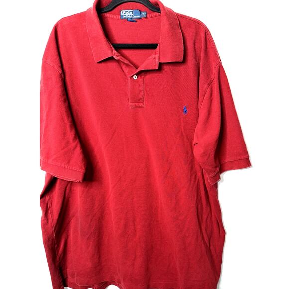 Polo Ralph Lauren Mens Size 3XLT Red Blue Pony Banded Short Sleeve 3 Button Polo - Picture 1 of 6
